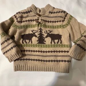 Janie and Jack Boys 18/24 month 2008 In the Mountain Sweater tan toggle‎ buttons